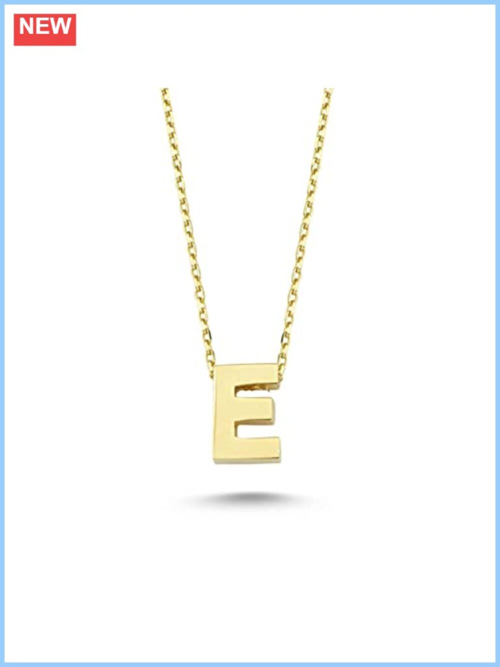 14k Solid Gold Initial Necklace - Dainty Letter Charm Pendant for Women, 18in